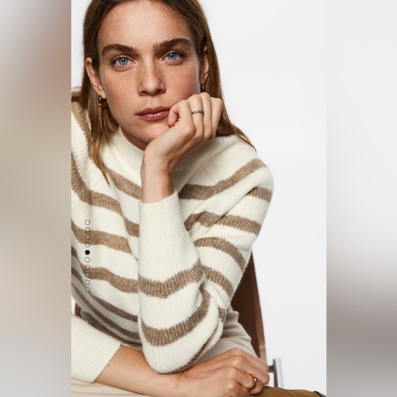 Mango Stripe-Print Sweater with Perkins Neck - Picture 5 of 8